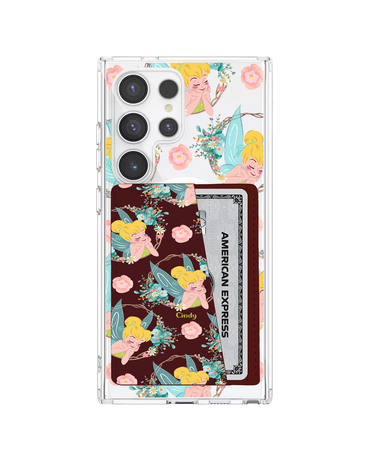 Android Leather Wallet Case - Tinkerbell Pattern