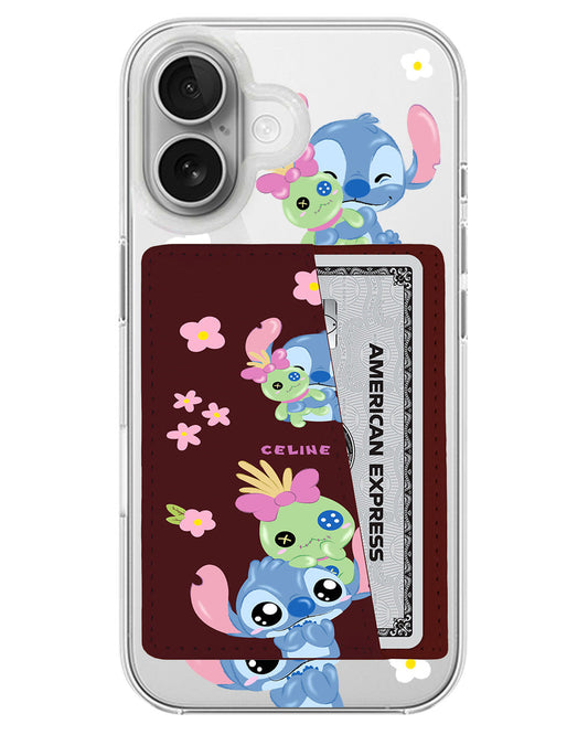 iPhone Leather Wallet Case - Cute Stitch