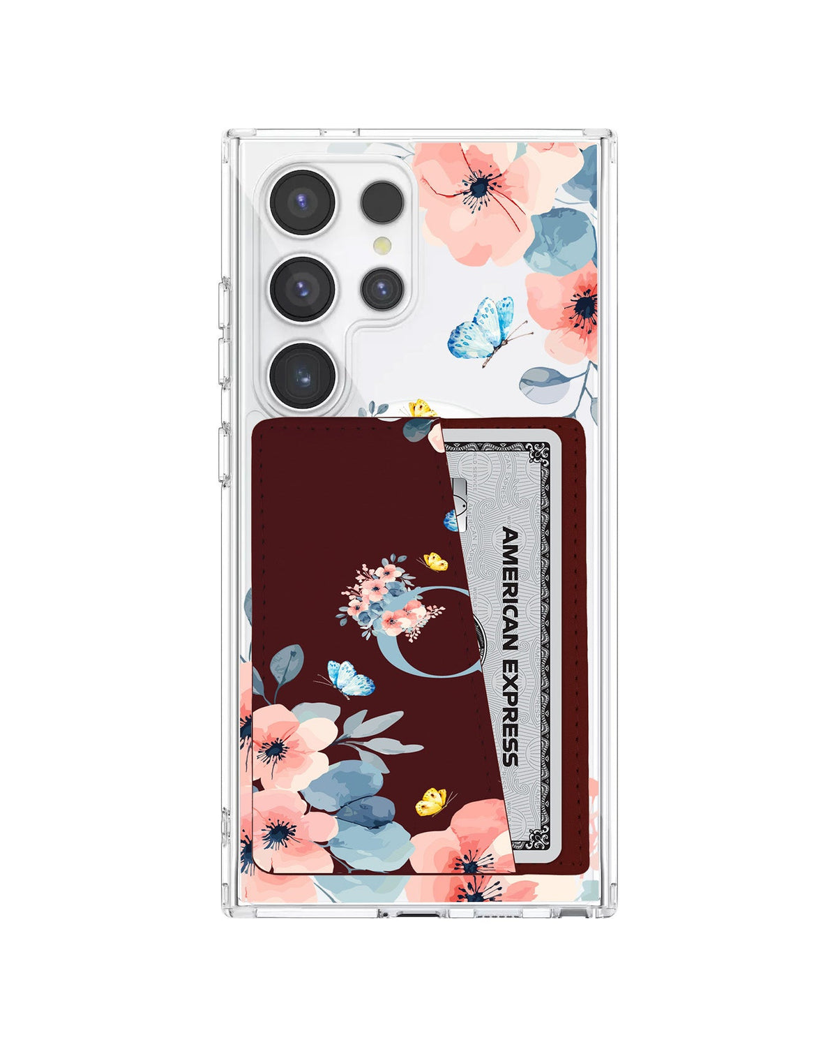 Android Leather Wallet Case - Flower Blue