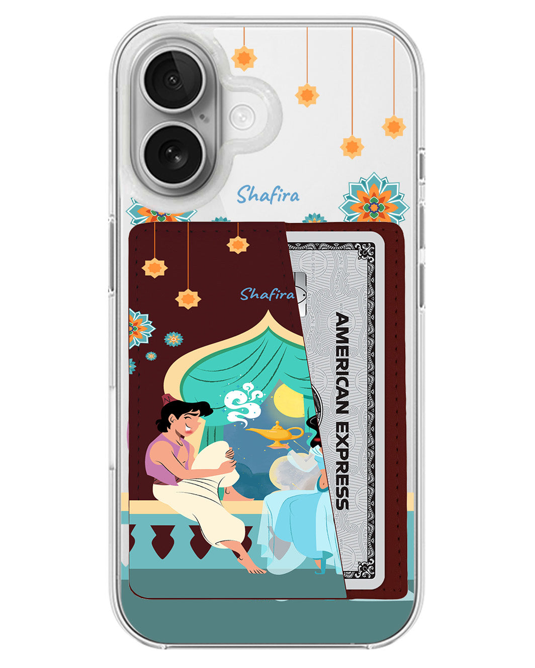 iPhone Leather Wallet Case - Aladdin With Jasmin