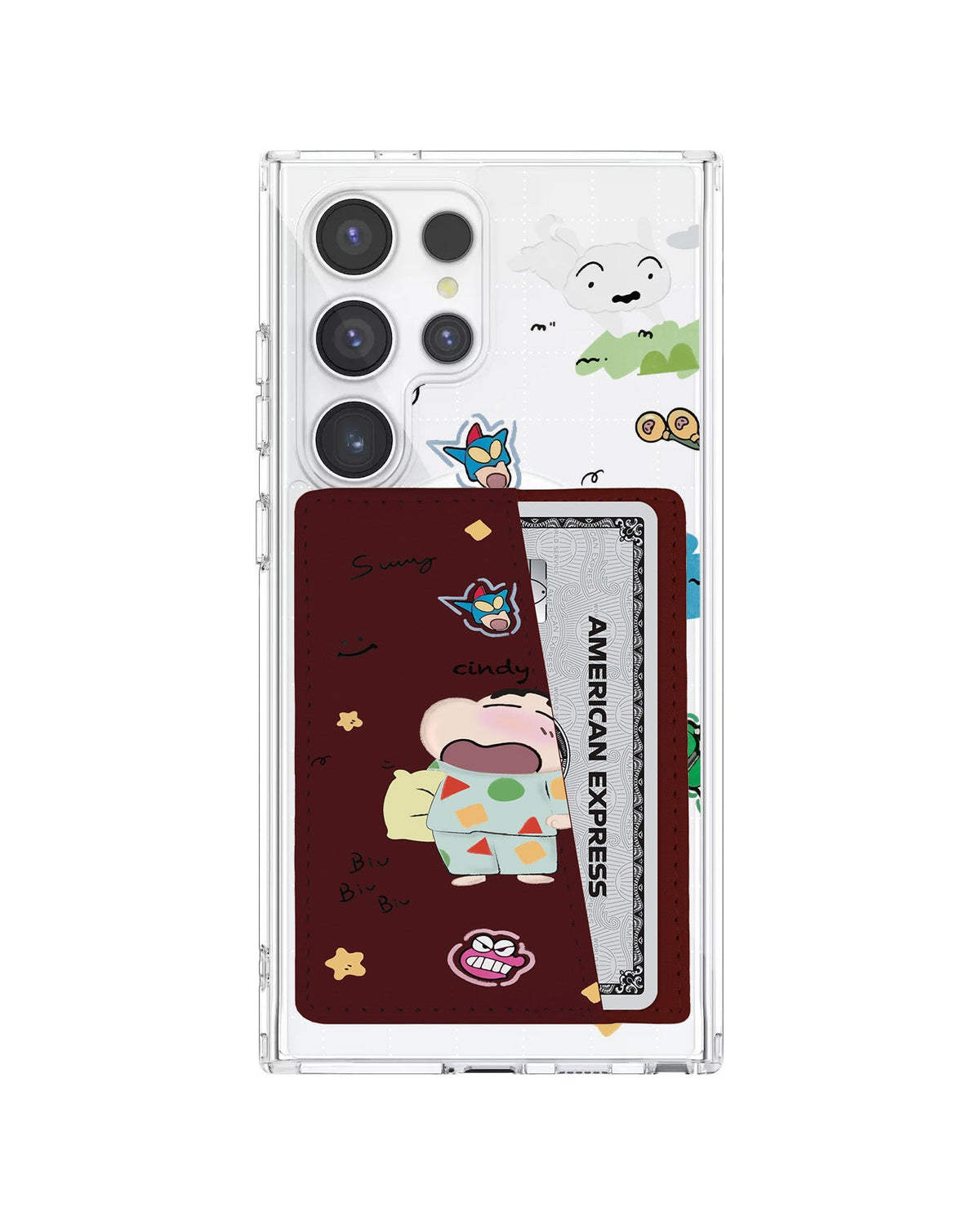 Android Leather Wallet Case - Sleepy Shinchan