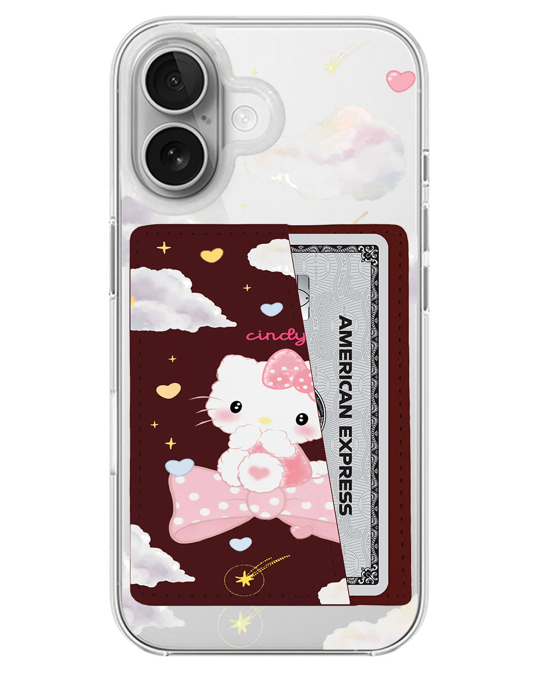 iPhone Leather Wallet Case - Cute Kitty