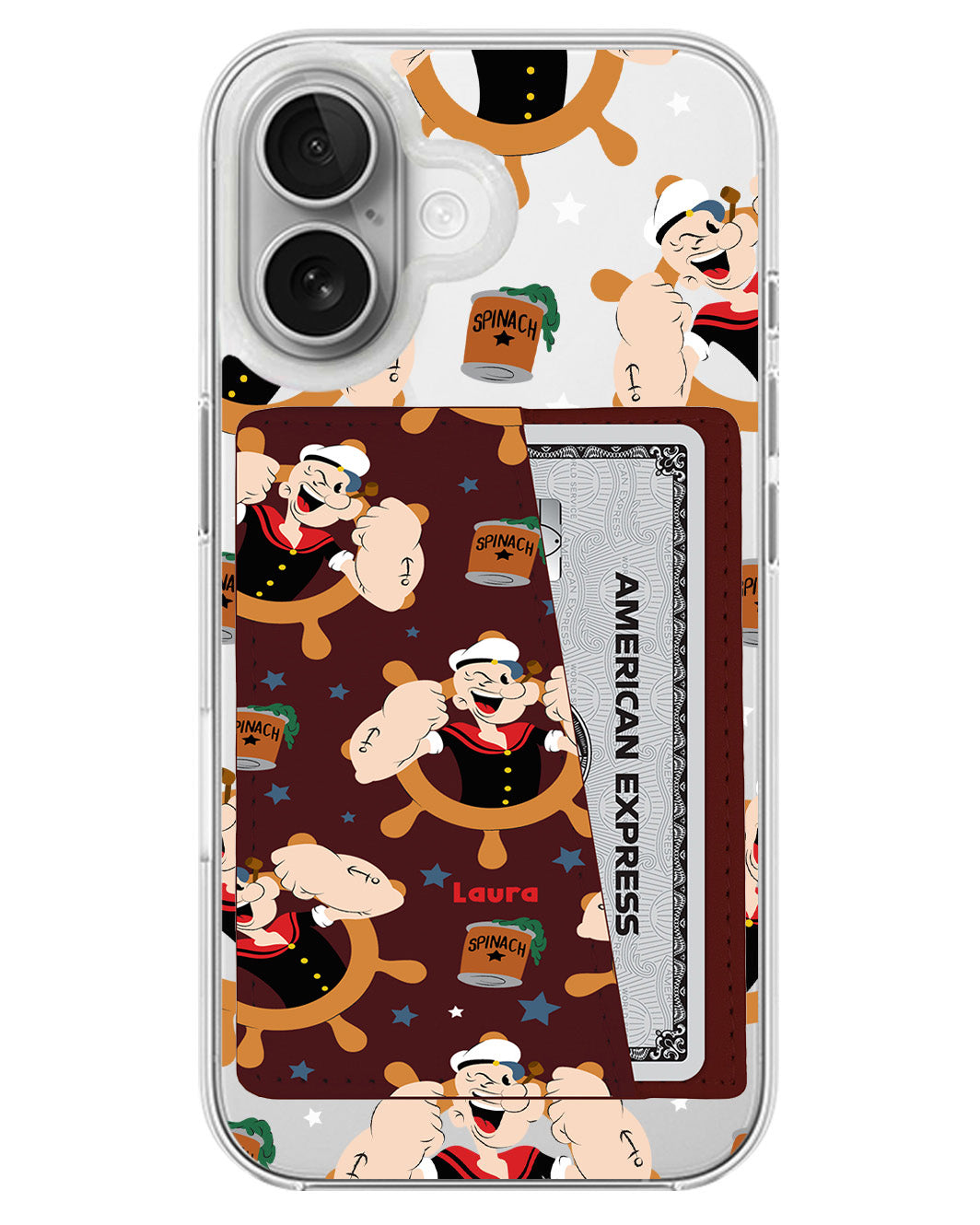 iPhone Leather Wallet Case - Popeye Pattern