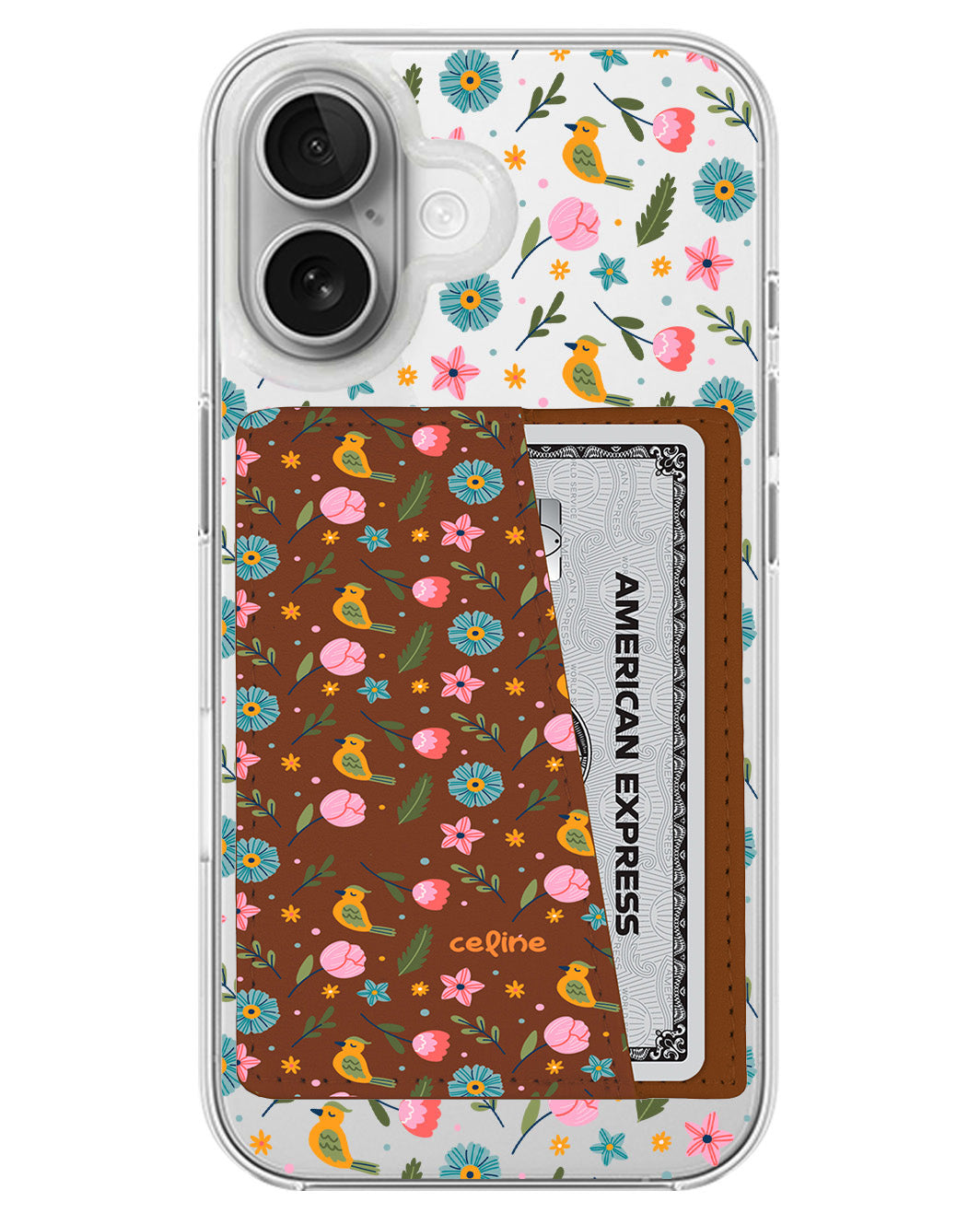 iPhone Leather Wallet Case - Flower Bird