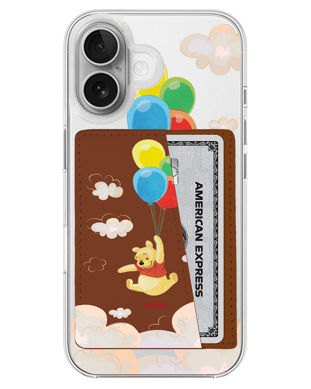 iPhone Leather Wallet Case - Balloon Pooh