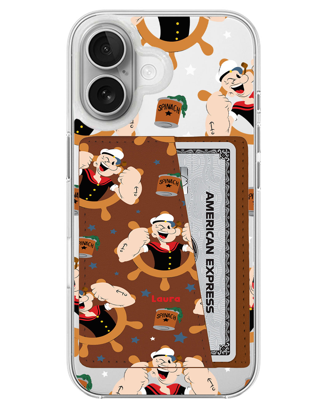 iPhone Leather Wallet Case - Popeye Pattern