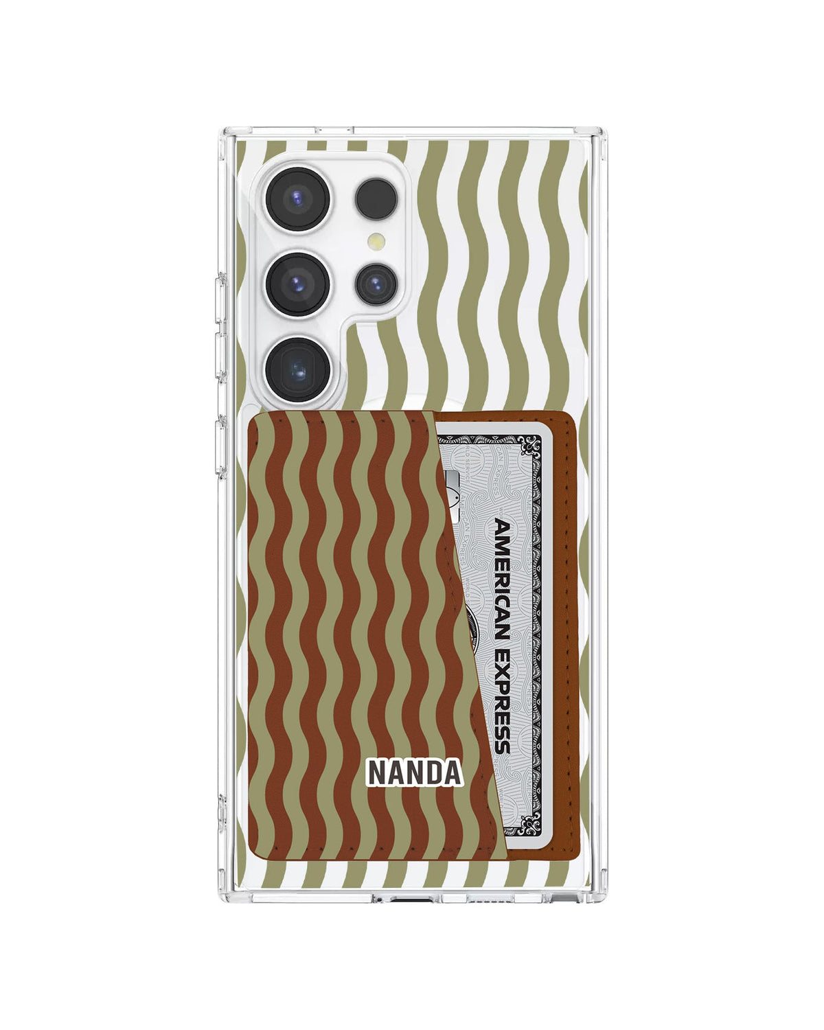 Android Leather Wallet Case - Green Ripple