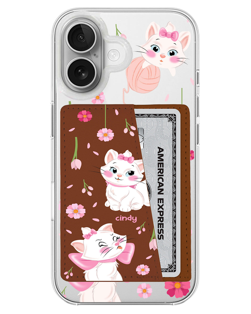 iPhone Leather Wallet Case - Marrie Cat Flower
