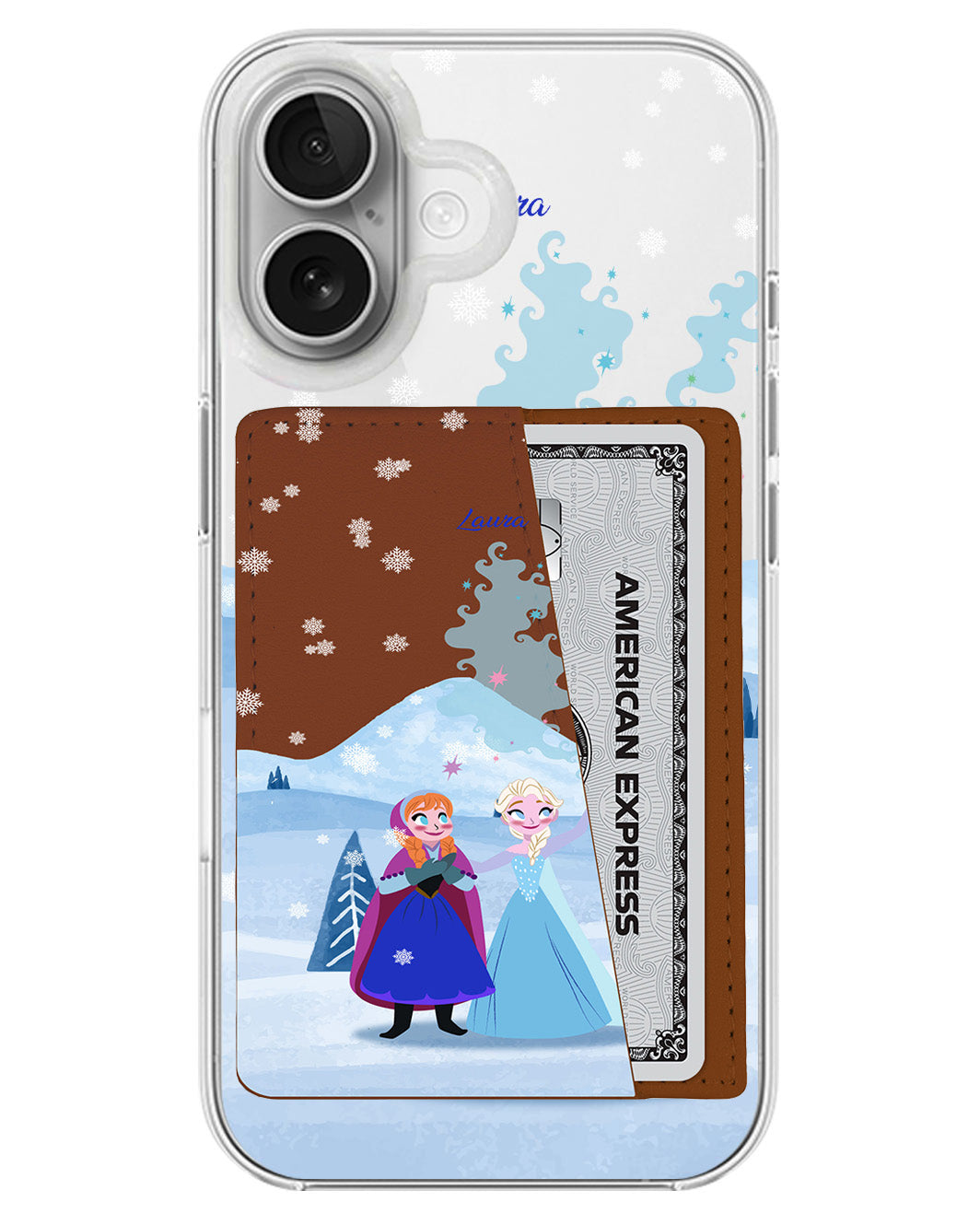 iPhone Leather Wallet Case - Elsa And Anna