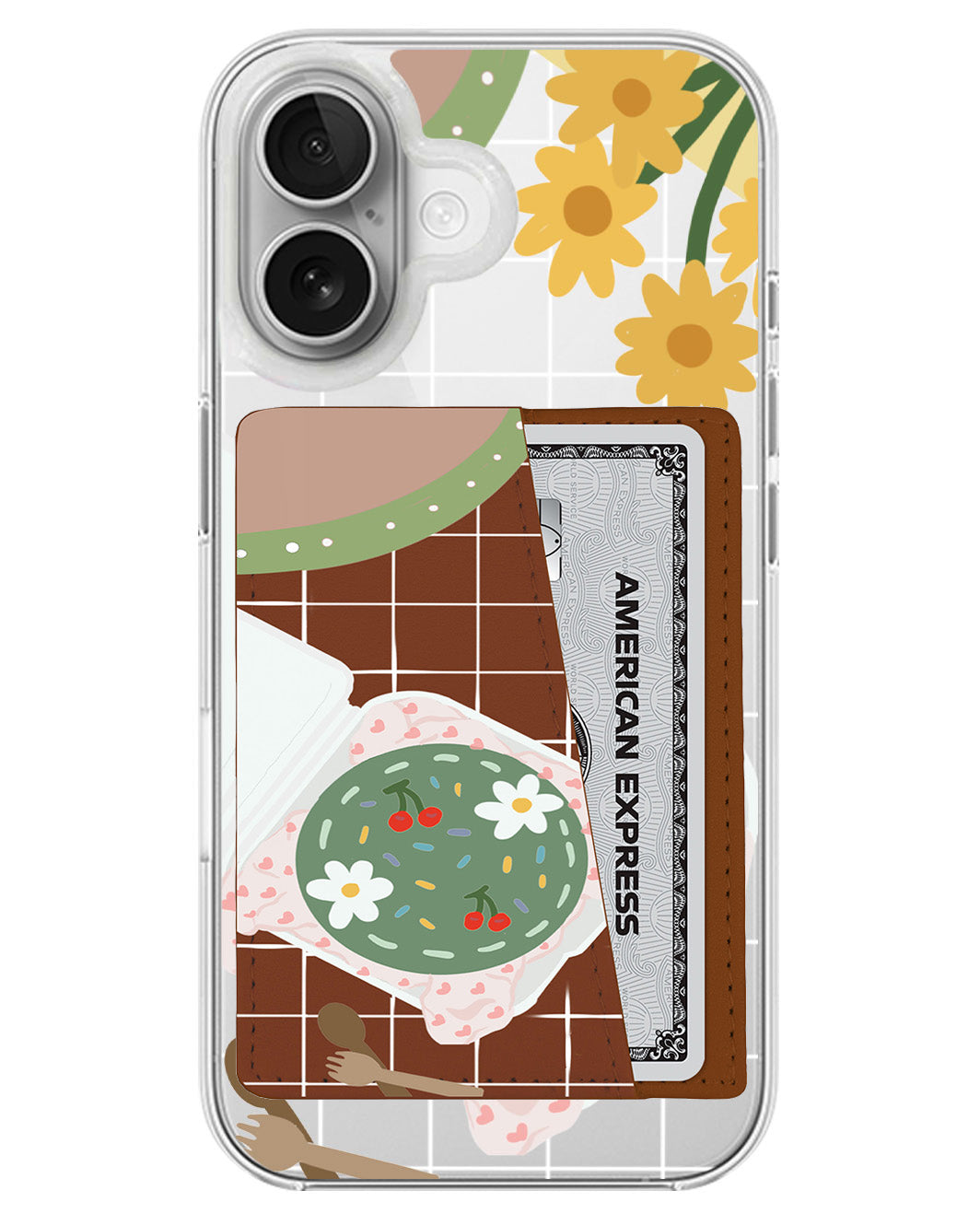 iPhone Leather Wallet Case - Cherry Bento