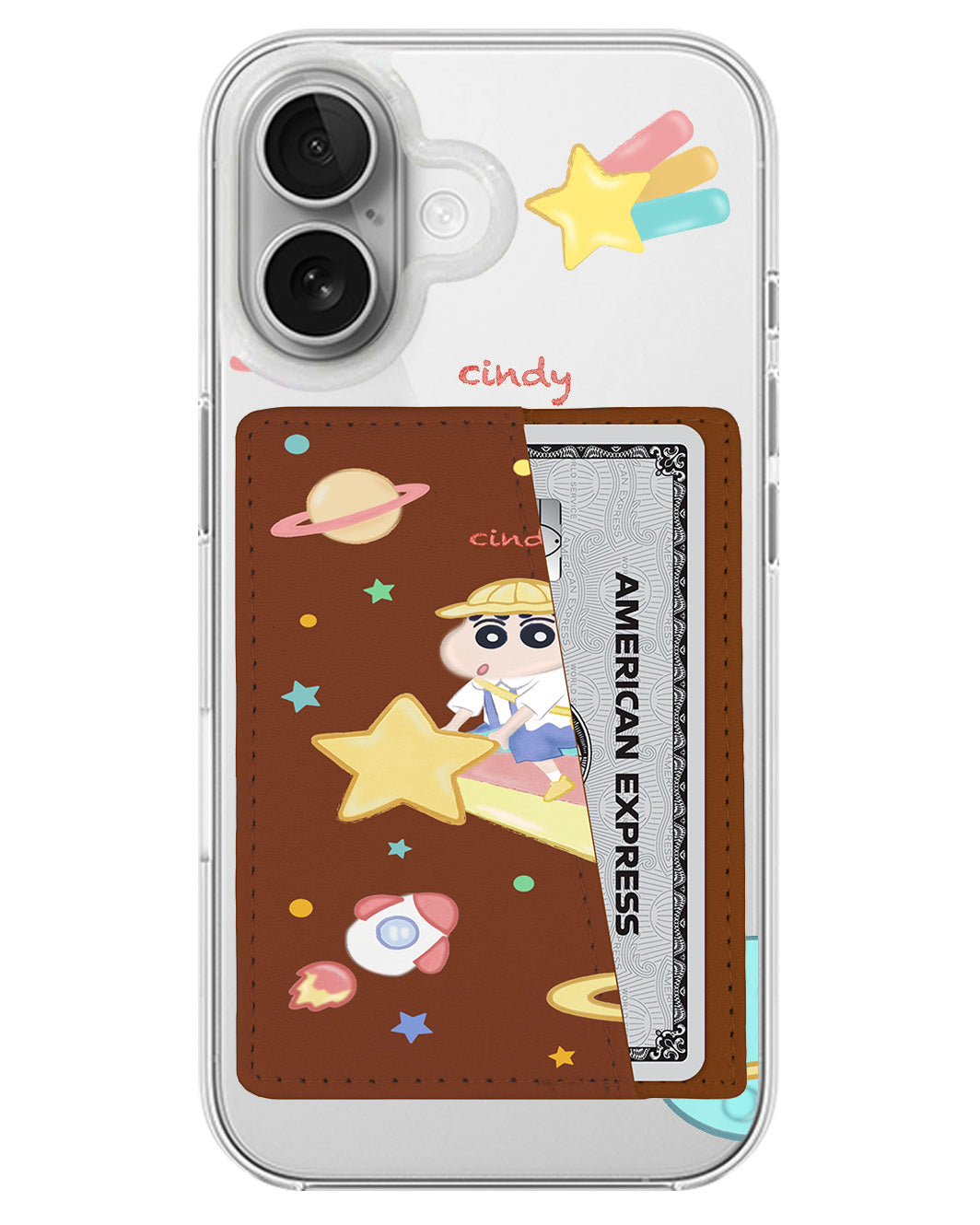 iPhone Leather Wallet Case - Shinchan Sky