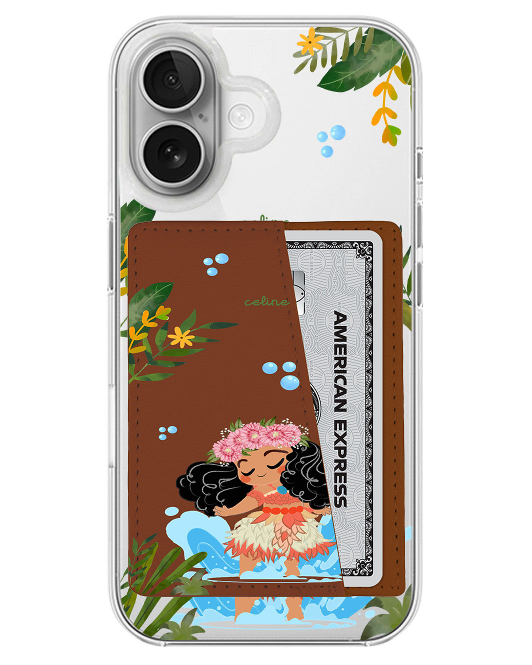 iPhone Leather Wallet Case - Moana Dance