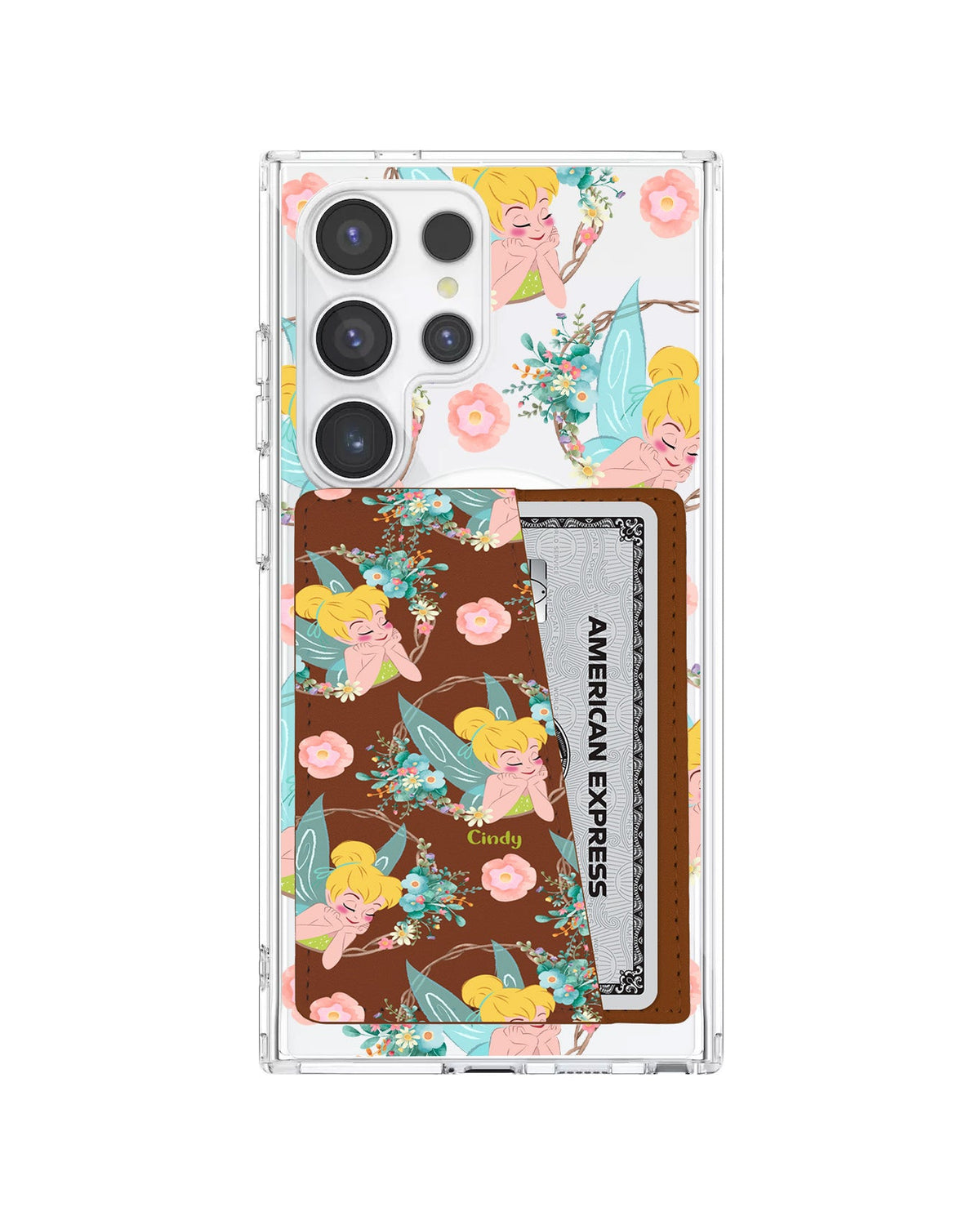 Android Leather Wallet Case - Tinkerbell Pattern