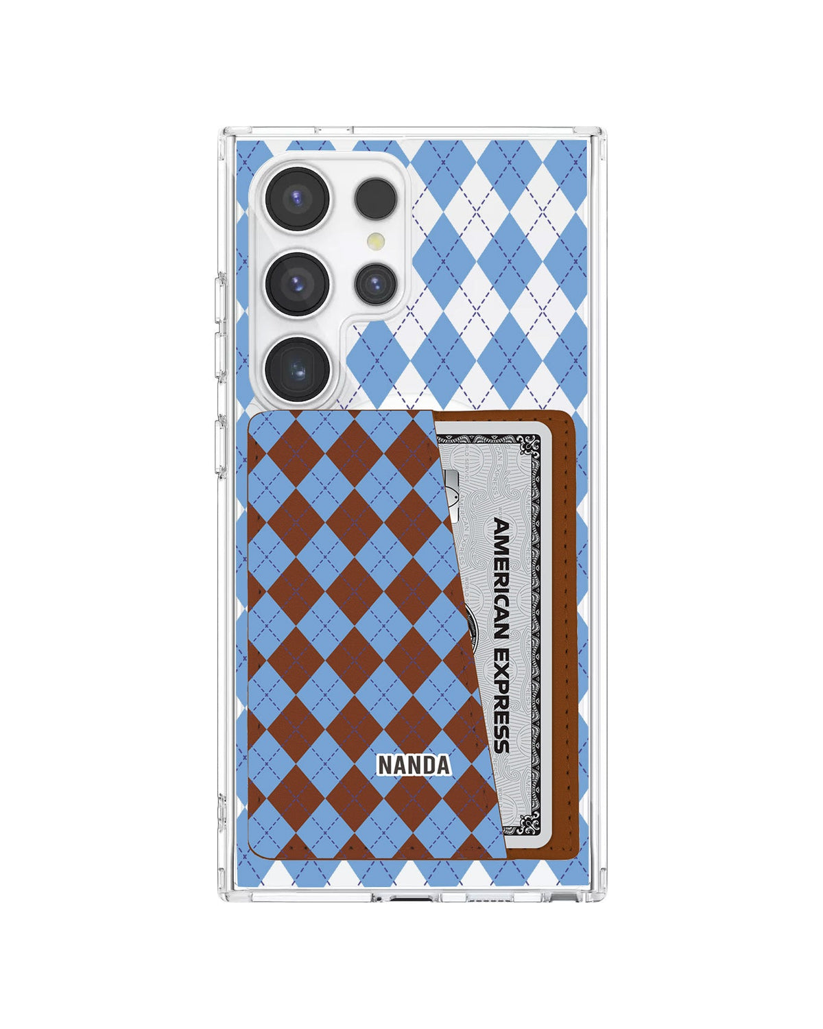 Android Leather Wallet Case - Winter Argyle