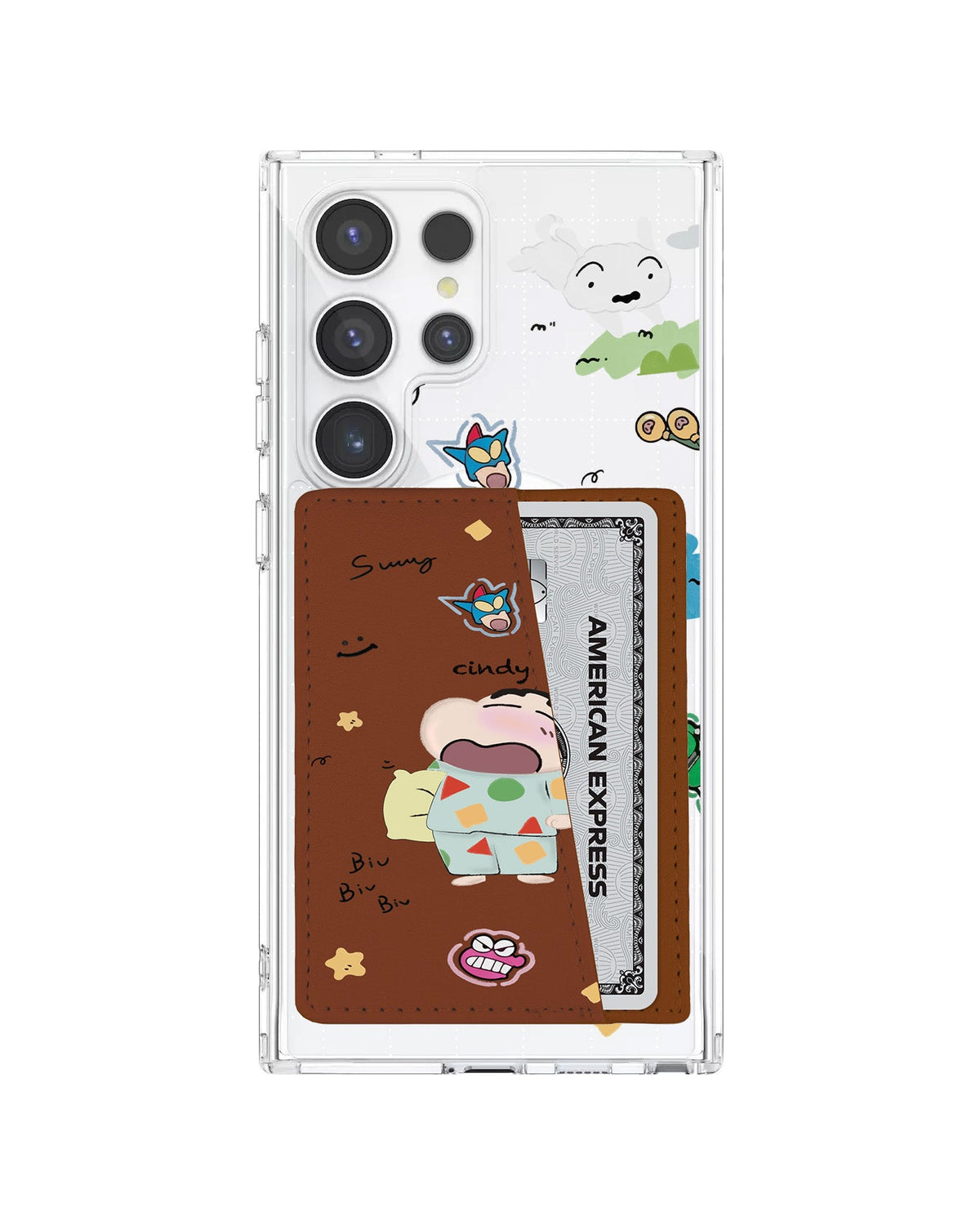 Android Leather Wallet Case - Sleepy Shinchan