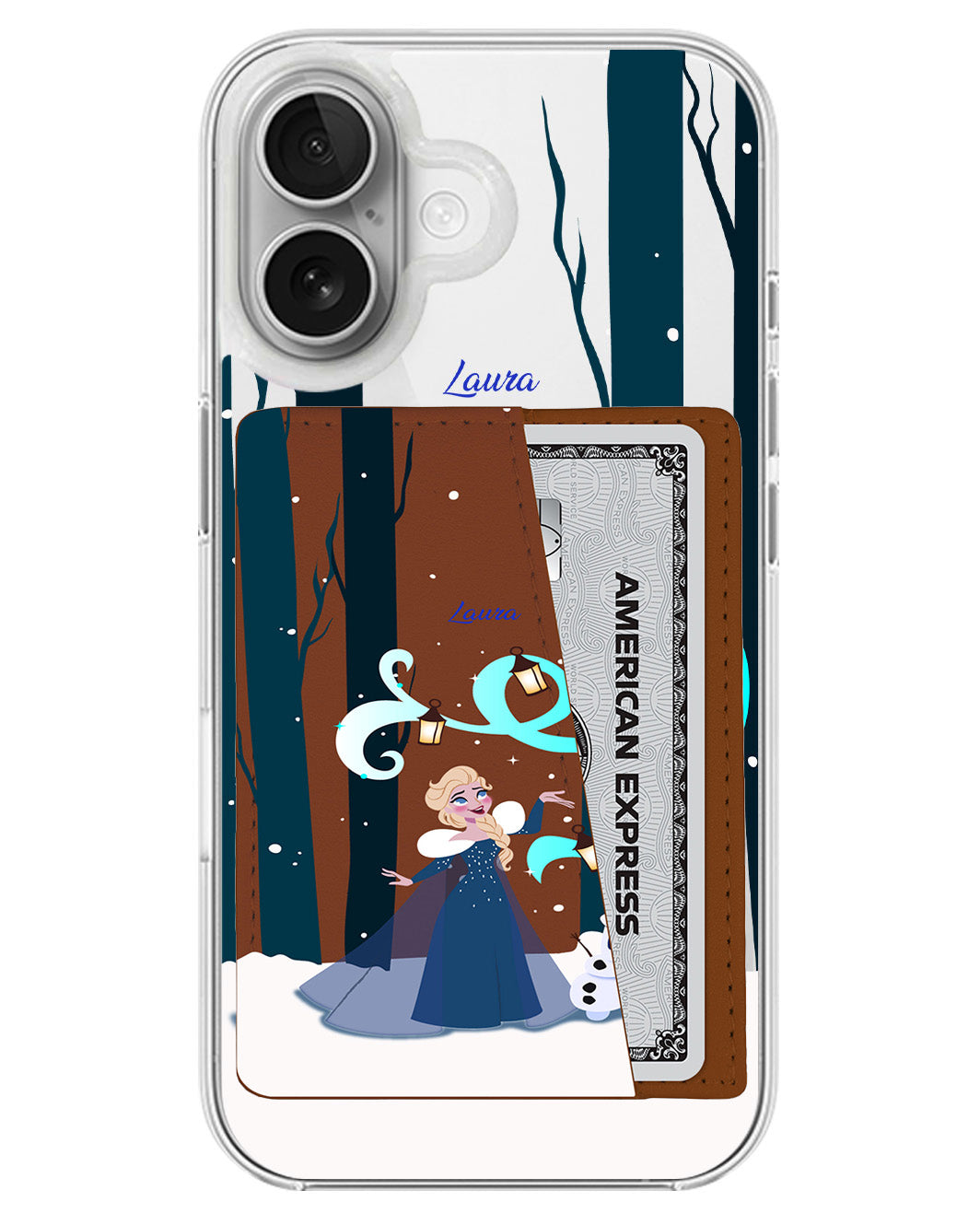 iPhone Leather Wallet Case - Elsa Olaf
