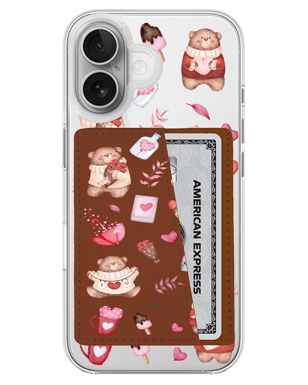 iPhone Leather Wallet Case - Valentine With My Bear