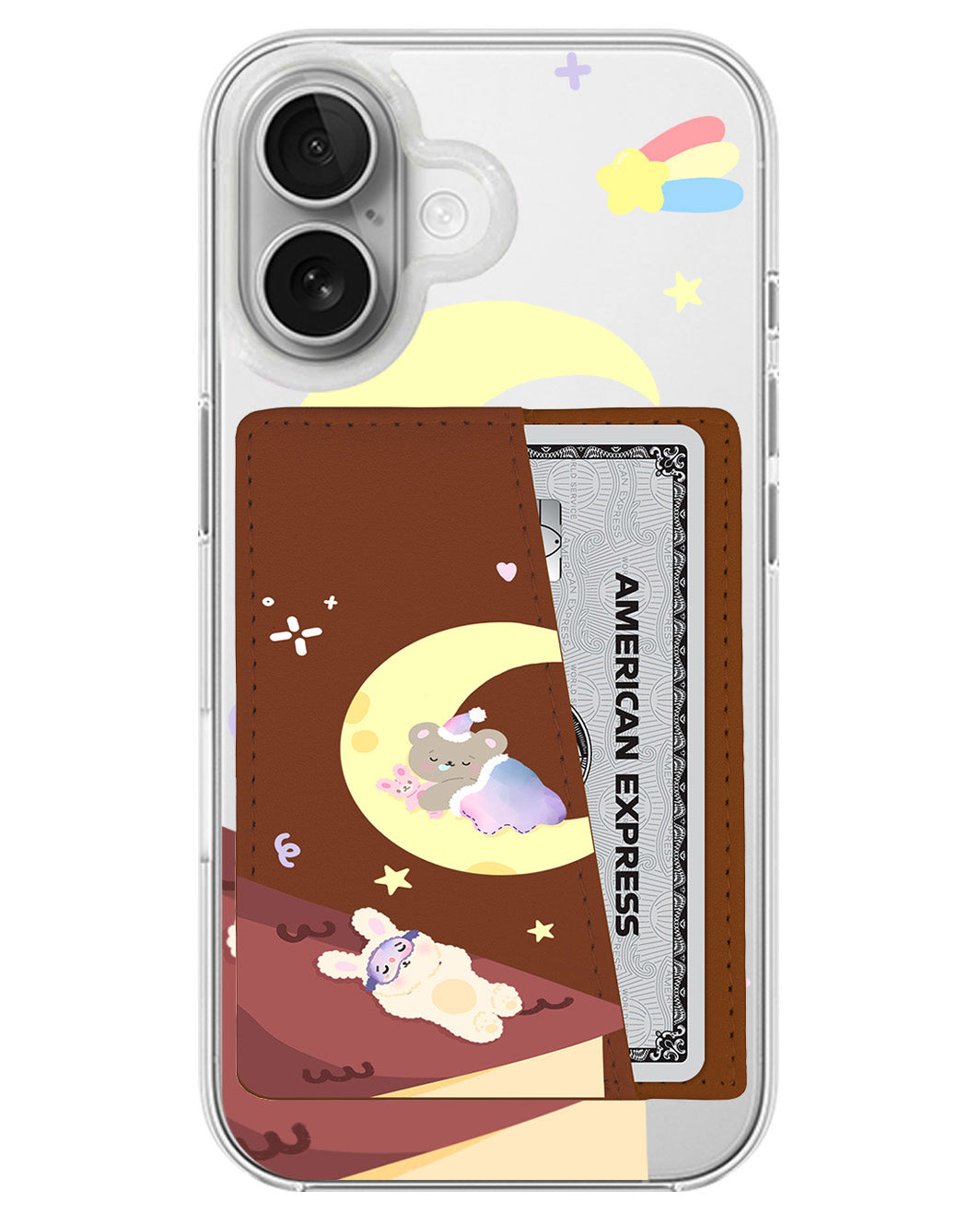 iPhone Leather Wallet Case - Moon Teddy