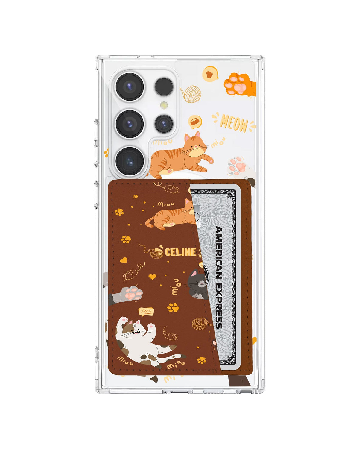 Android Leather Wallet Case - Miau Kitty