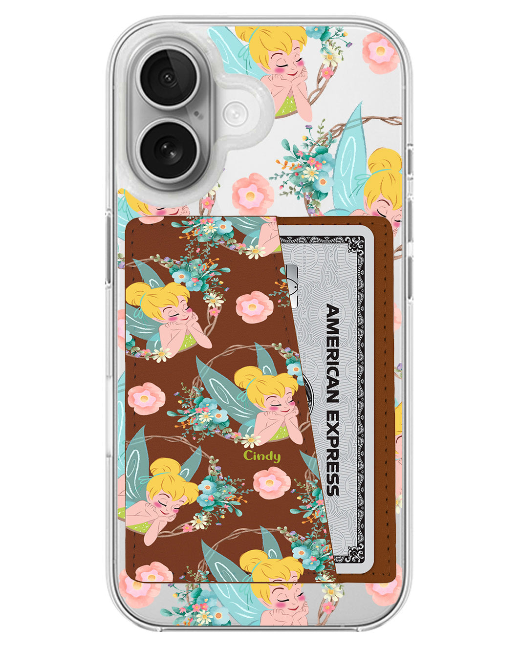 iPhone Leather Wallet Case - Tinkerbell Pattern