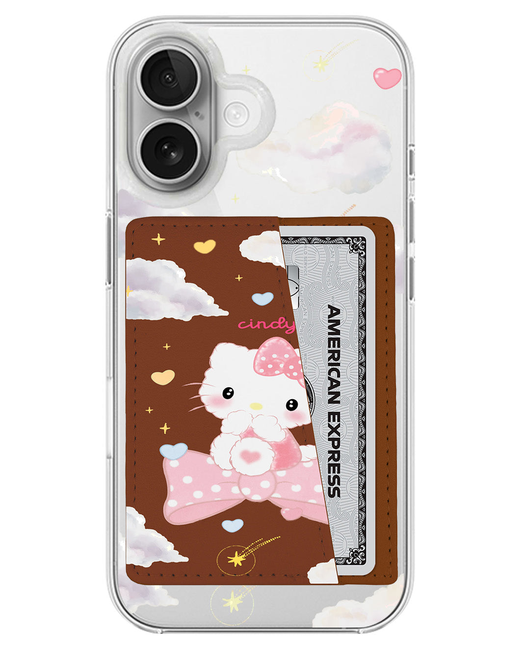iPhone Leather Wallet Case - Cute Kitty