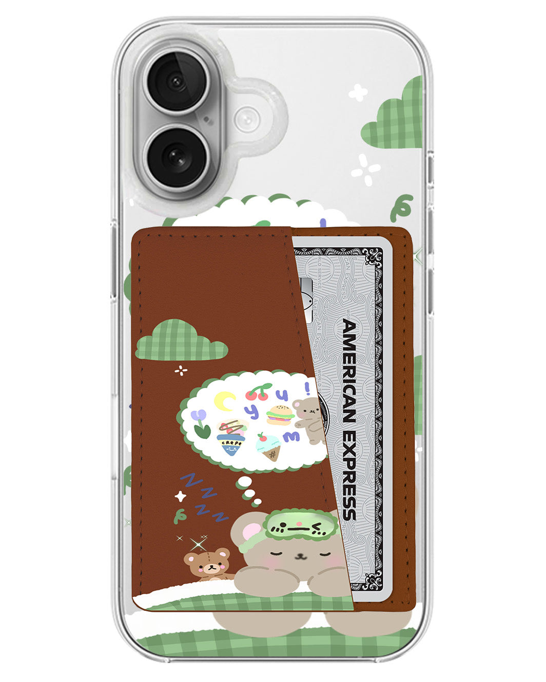 iPhone Leather Wallet Case - Dreaming Teddy