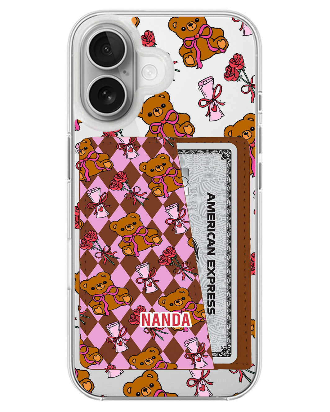 iPhone Leather Wallet Case - Sweet Teddy