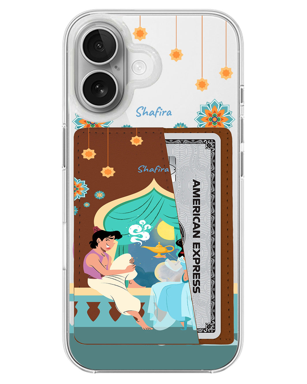 iPhone Leather Wallet Case - Aladdin With Jasmin