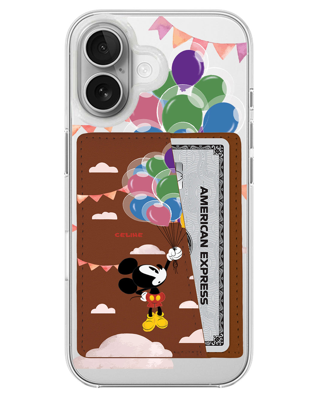 iPhone Leather Wallet Case - Mickey Balloon