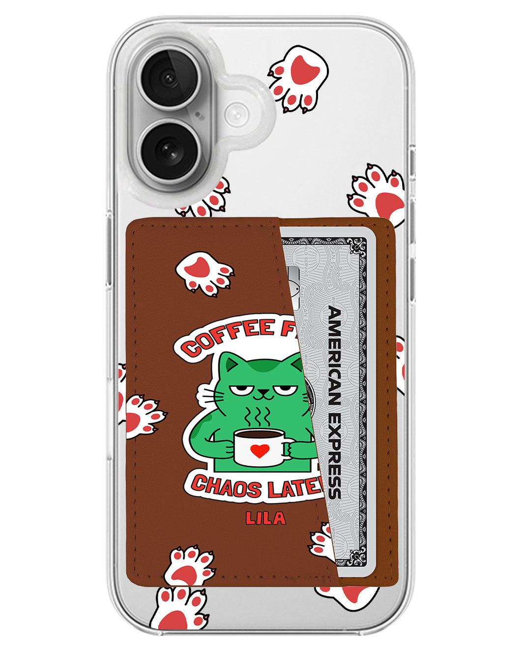 iPhone Leather Wallet Case - Coffee Before Chaos