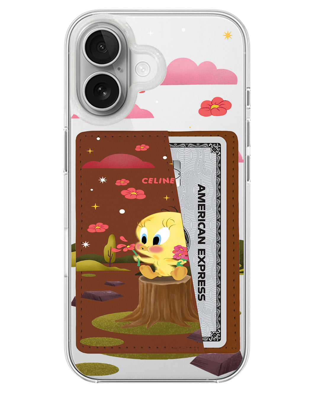 iPhone Leather Wallet Case - Tweety Flower