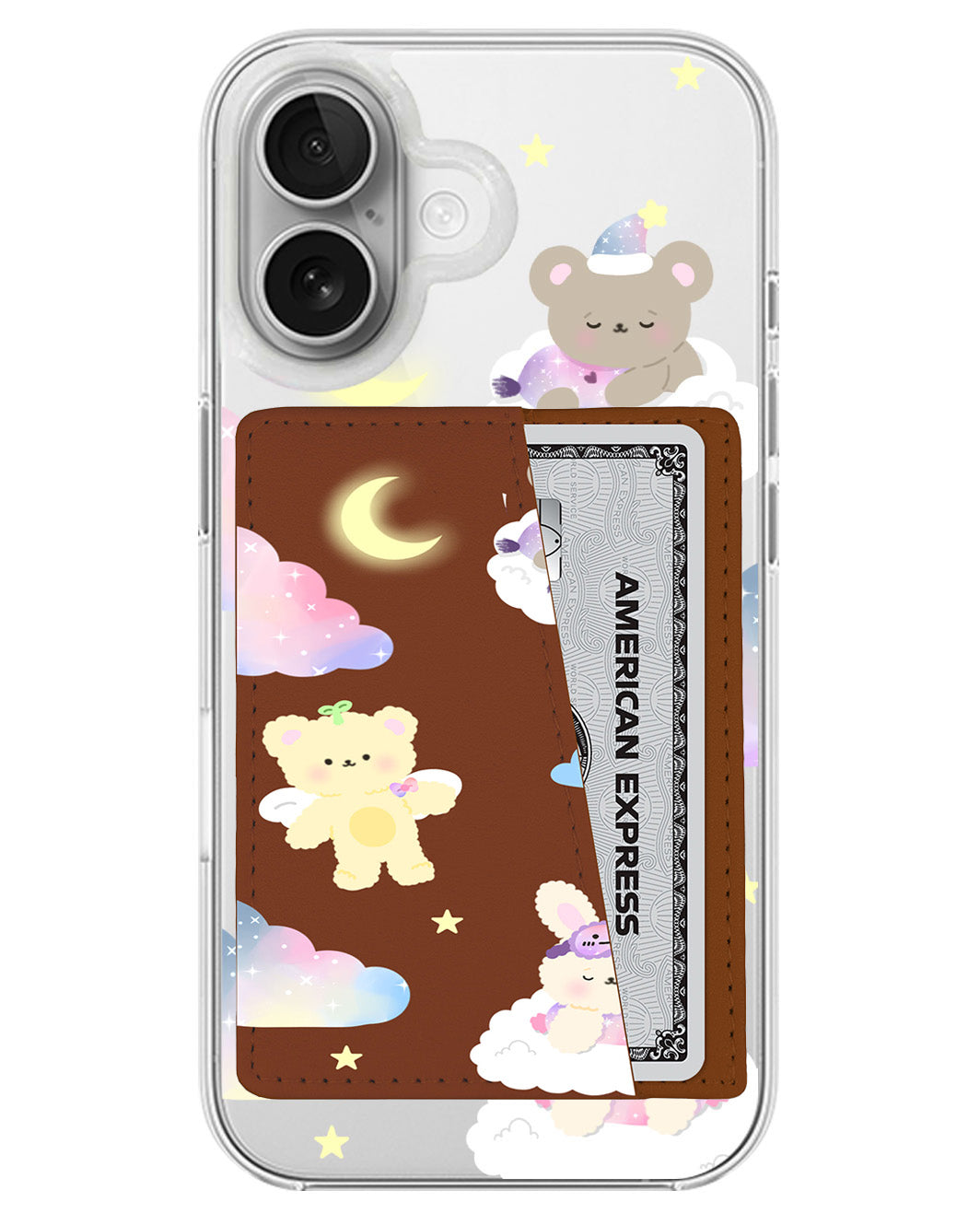 iPhone Leather Wallet Case - Sleeping Teddy