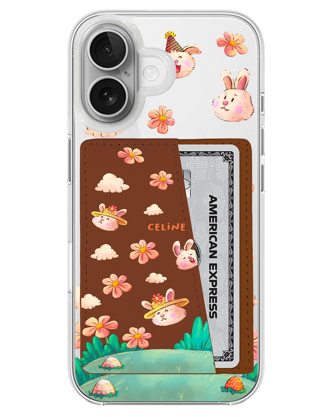 iPhone Leather Wallet Case - Gardening Bunny
