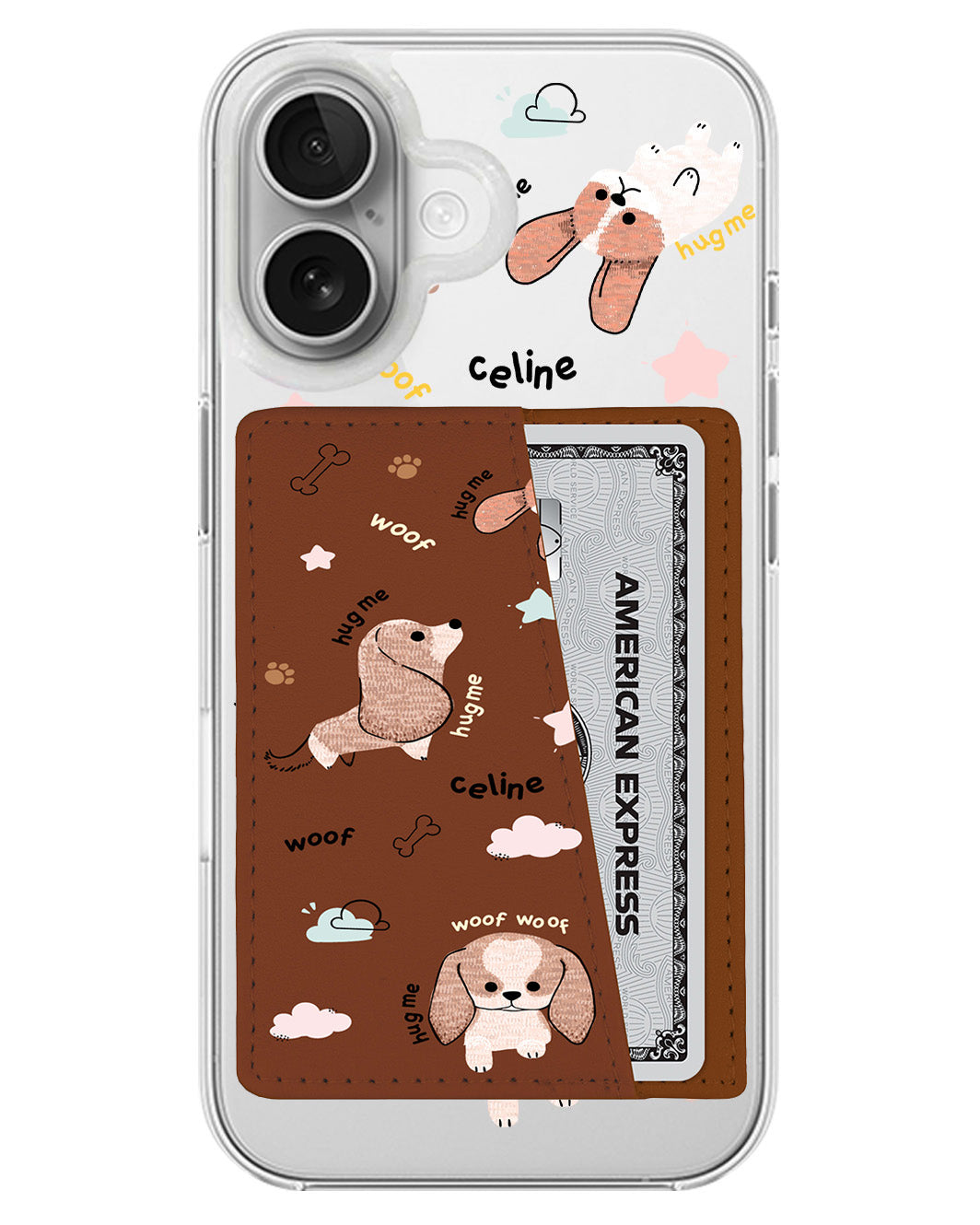 iPhone Leather Wallet Case - Woof Woof