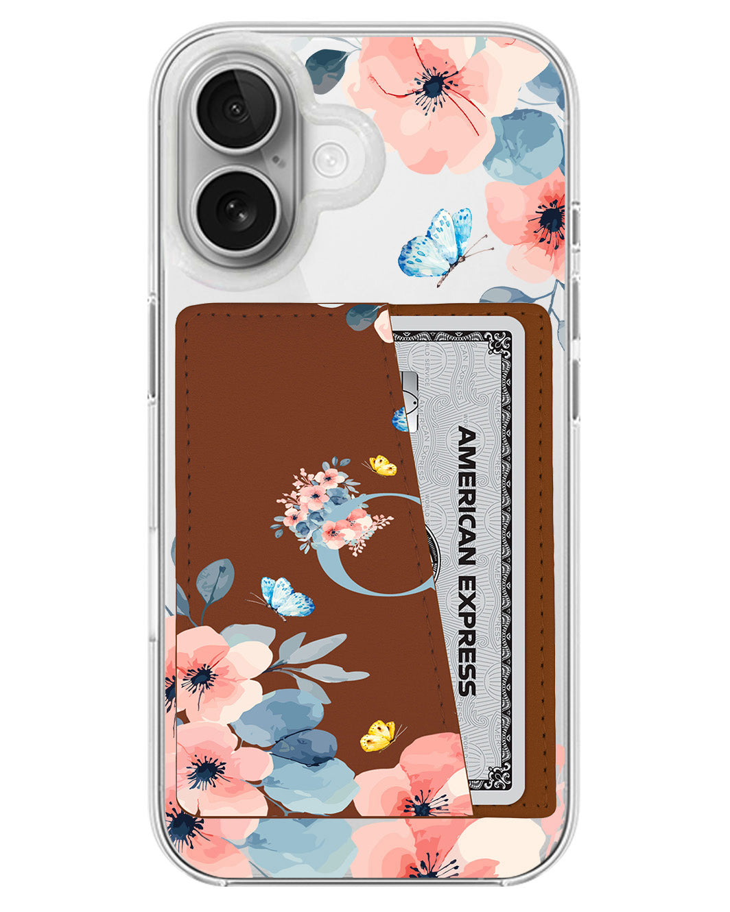 iPhone Leather Wallet Case - Flower Blue