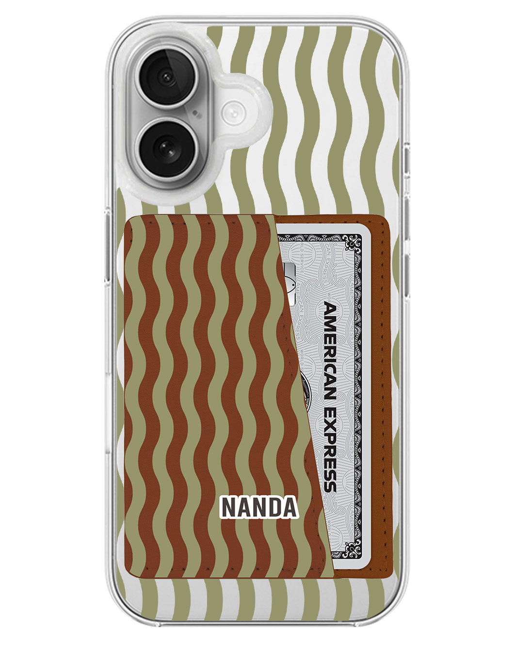 iPhone Leather Wallet Case - Green Ripple