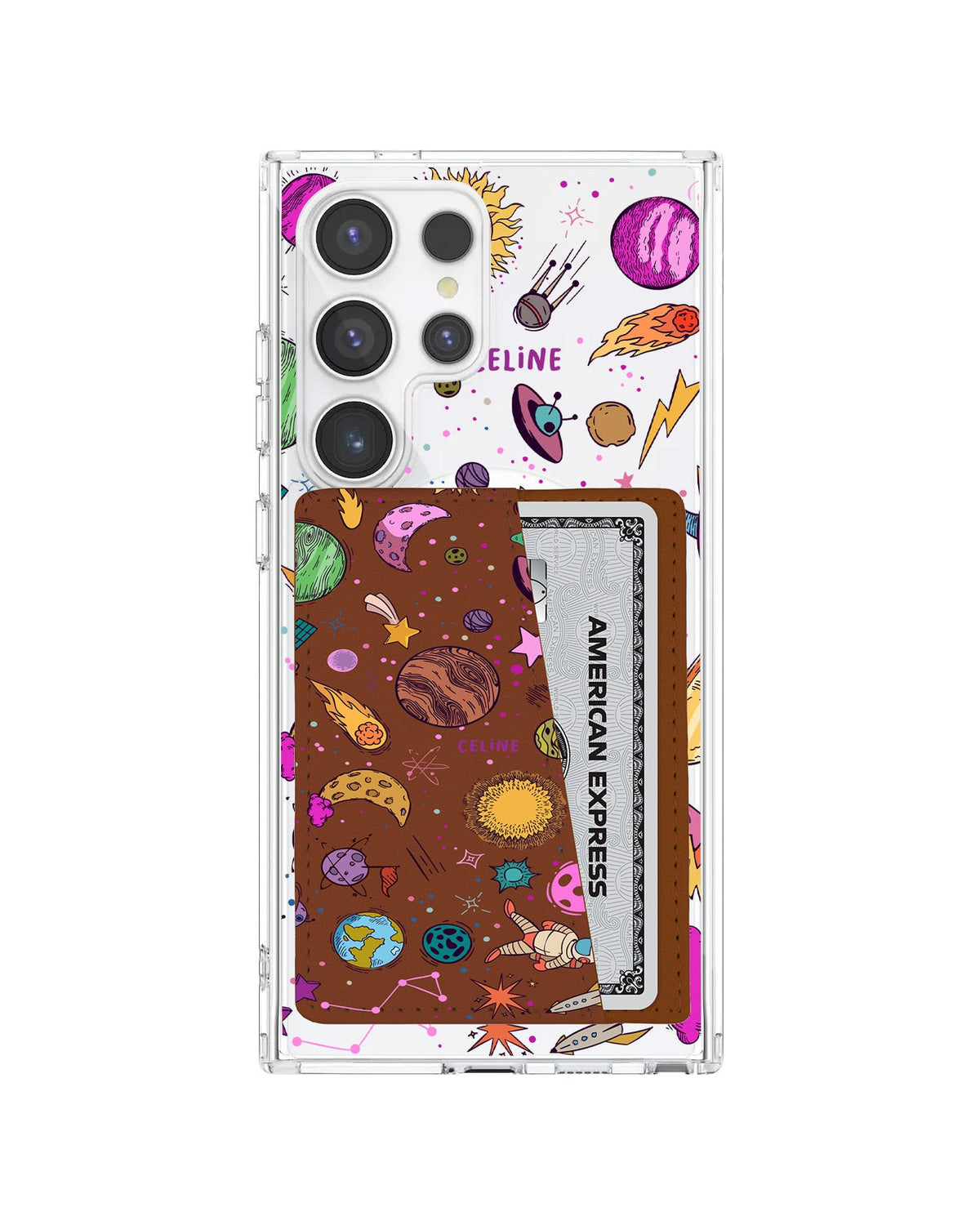 Android Leather Wallet Case - Retro Space