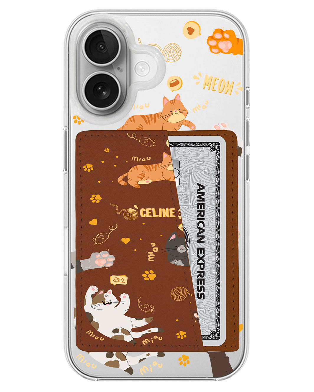 iPhone Leather Wallet Case - Miau Kitty
