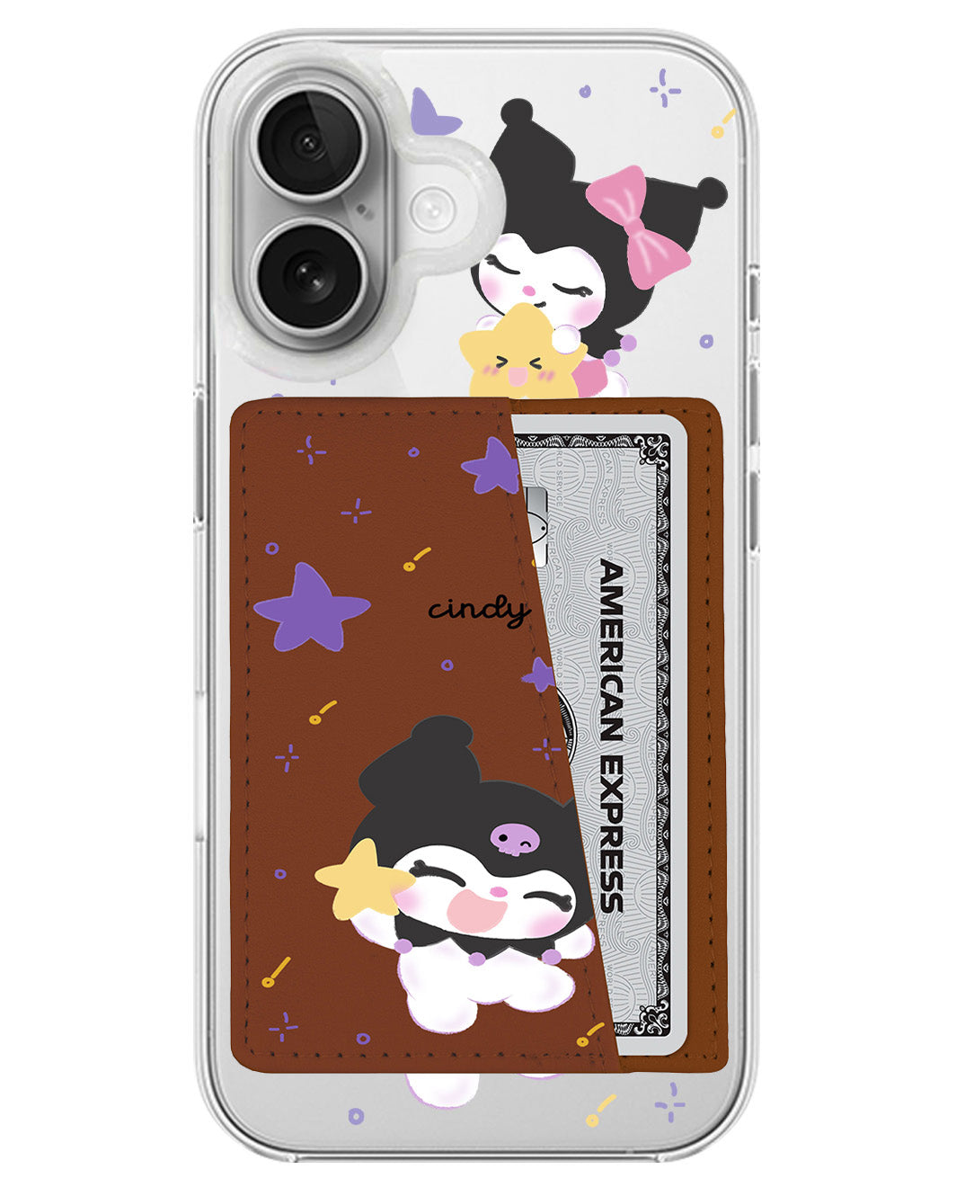 iPhone Leather Wallet Case - Kuromi Star