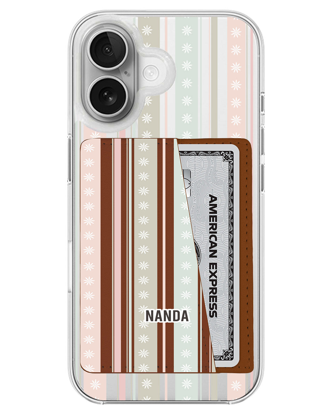 iPhone Leather Wallet Case - Soft Bloom Stripes