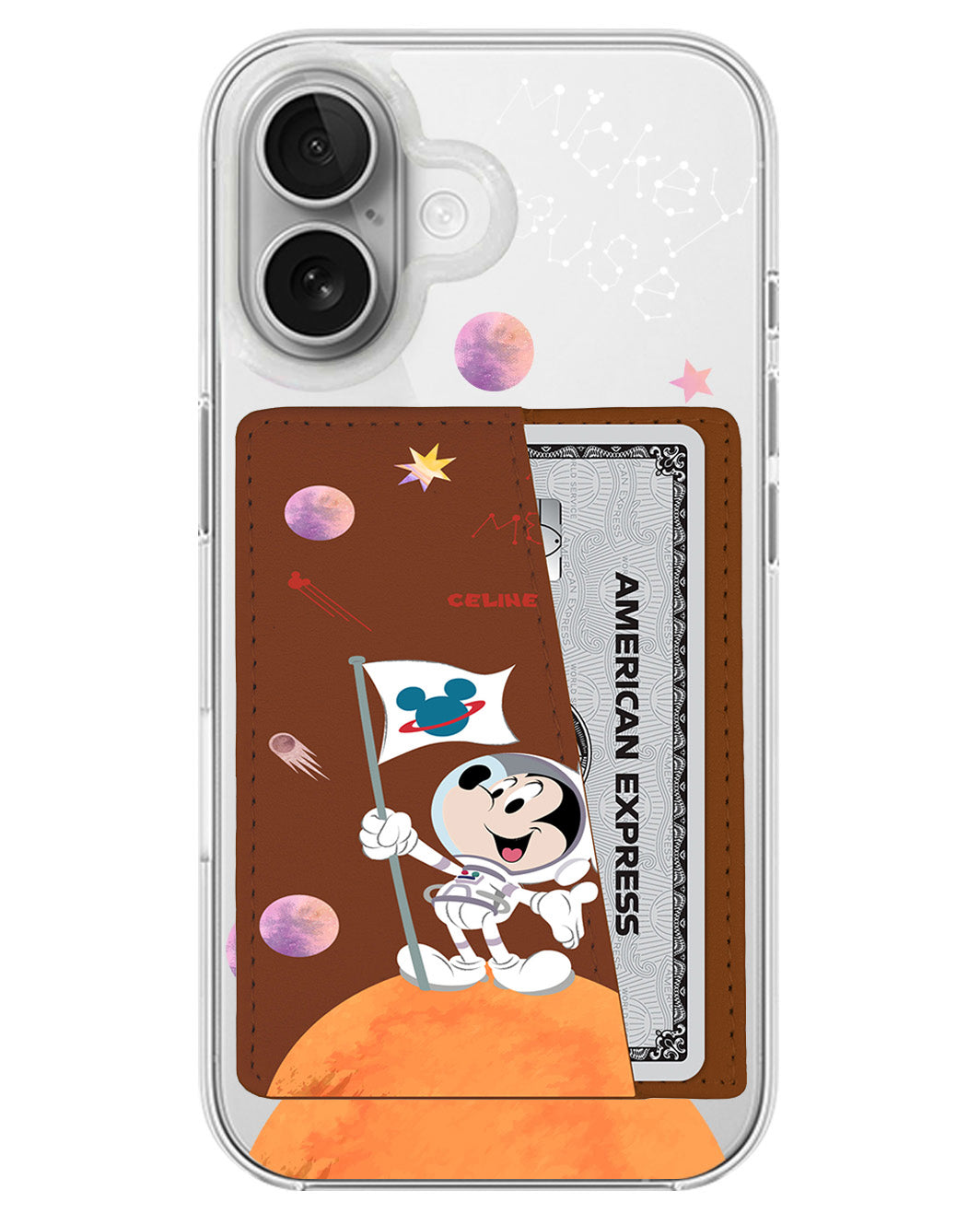 iPhone Leather Wallet Case - Mickey Space