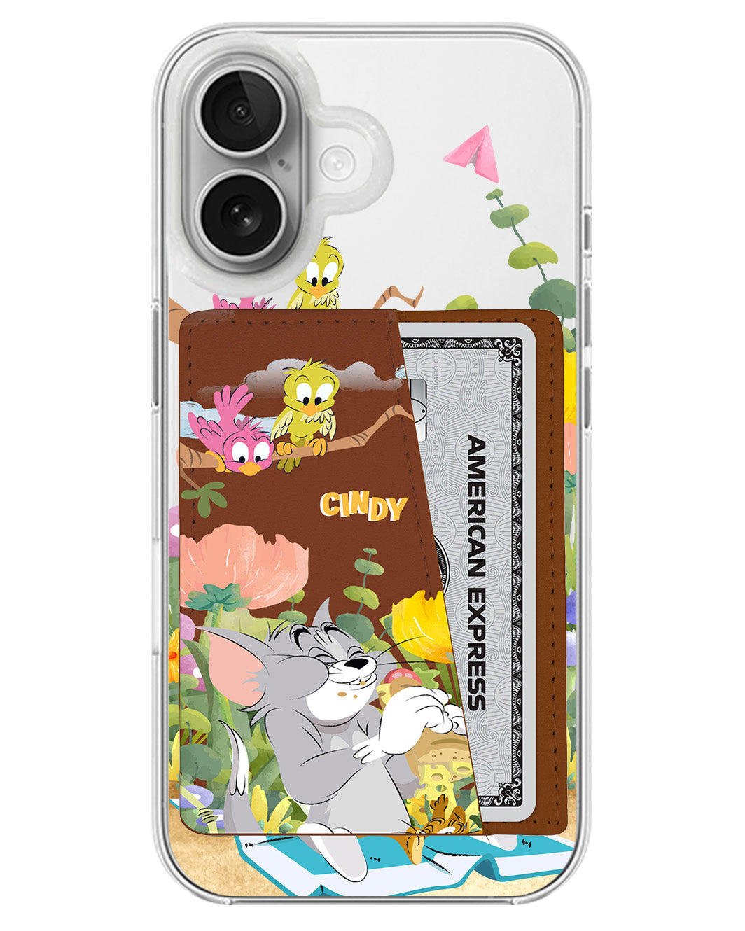 iPhone Leather Wallet Case - Tom And Jerry Picnic