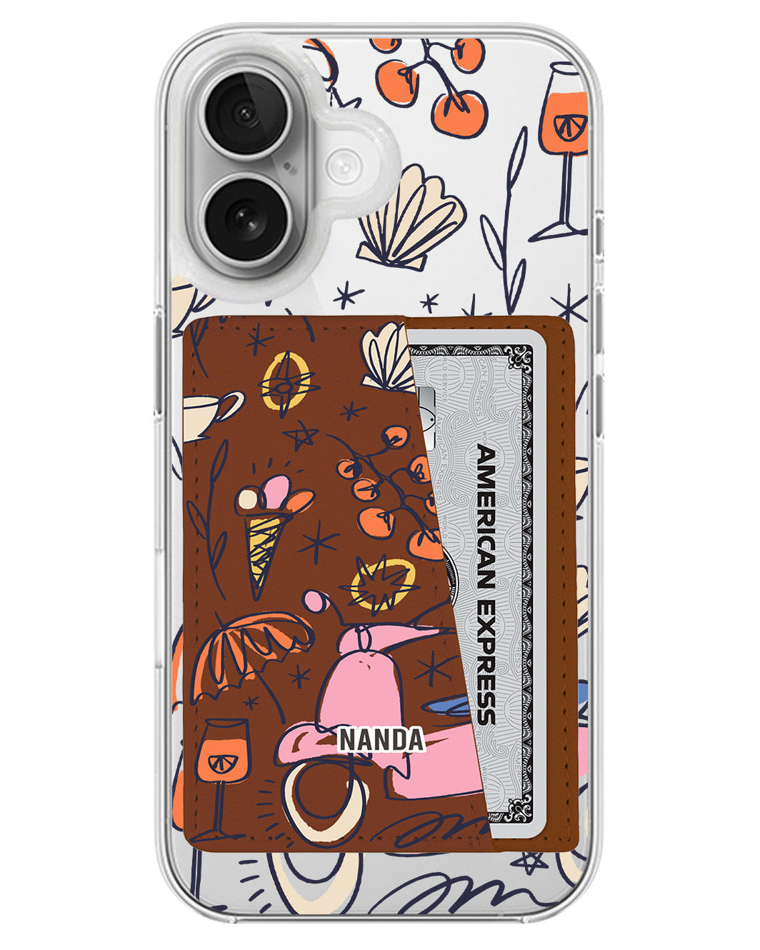 iPhone Leather Wallet Case - Vacation Scribbles