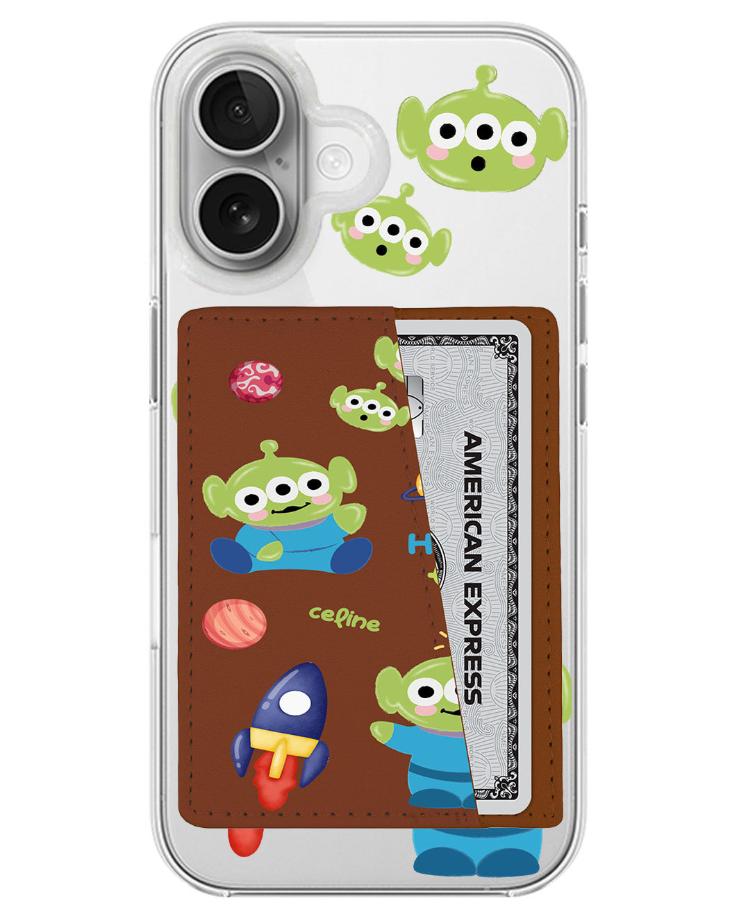 iPhone Leather Wallet Case - Little Green Men