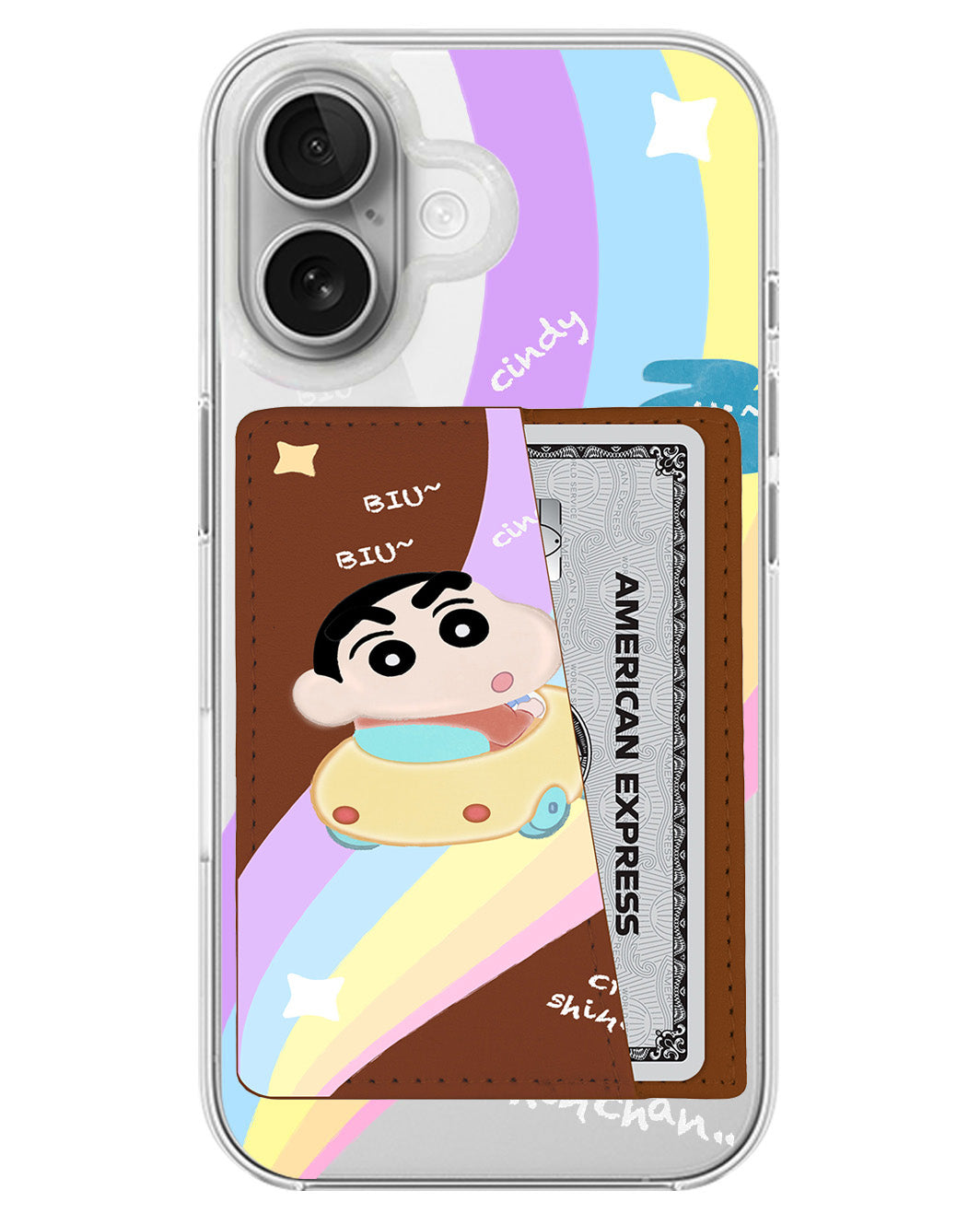 iPhone Leather Wallet Case - Biu Biu Shinchan