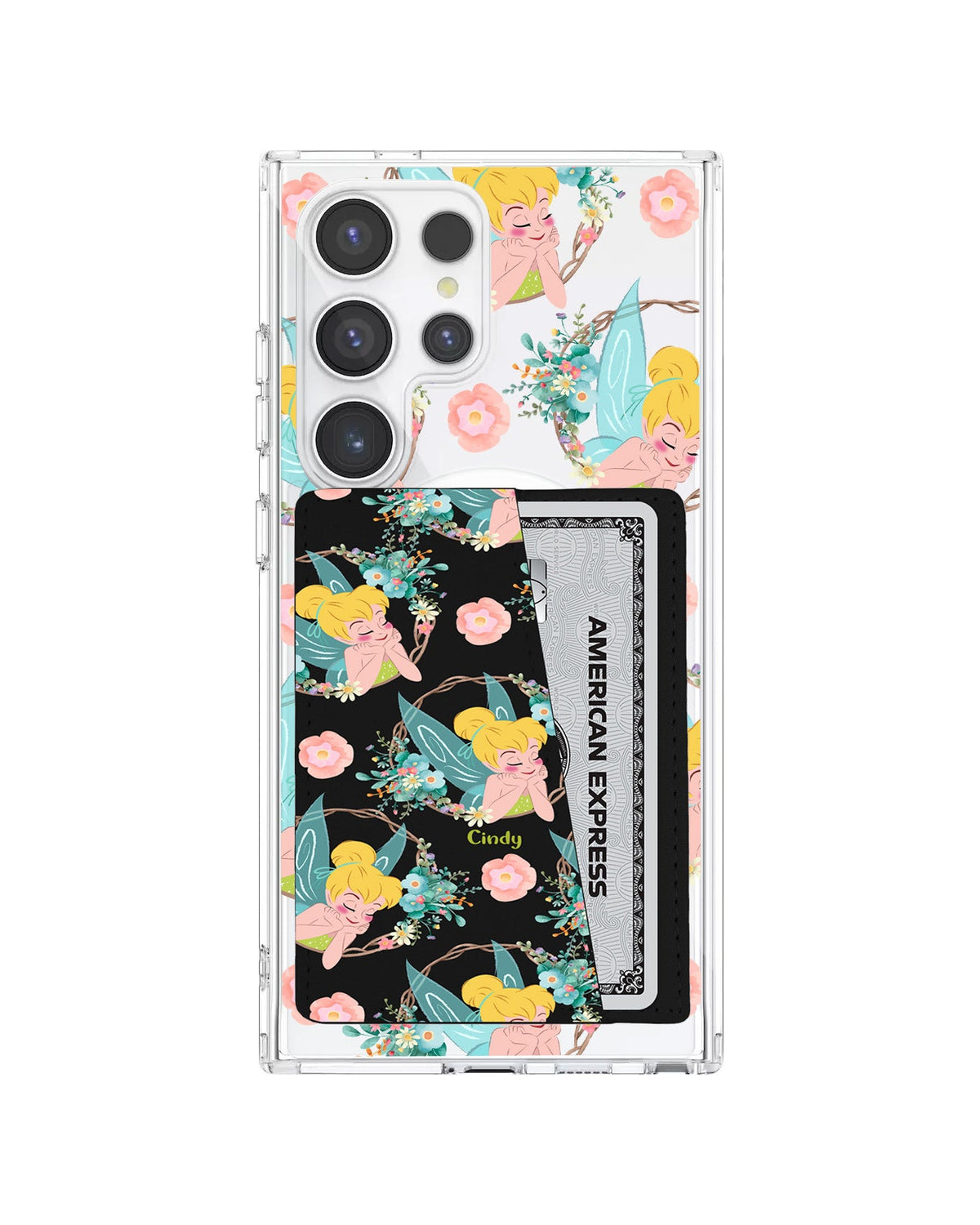 Android Leather Wallet Case - Tinkerbell Pattern