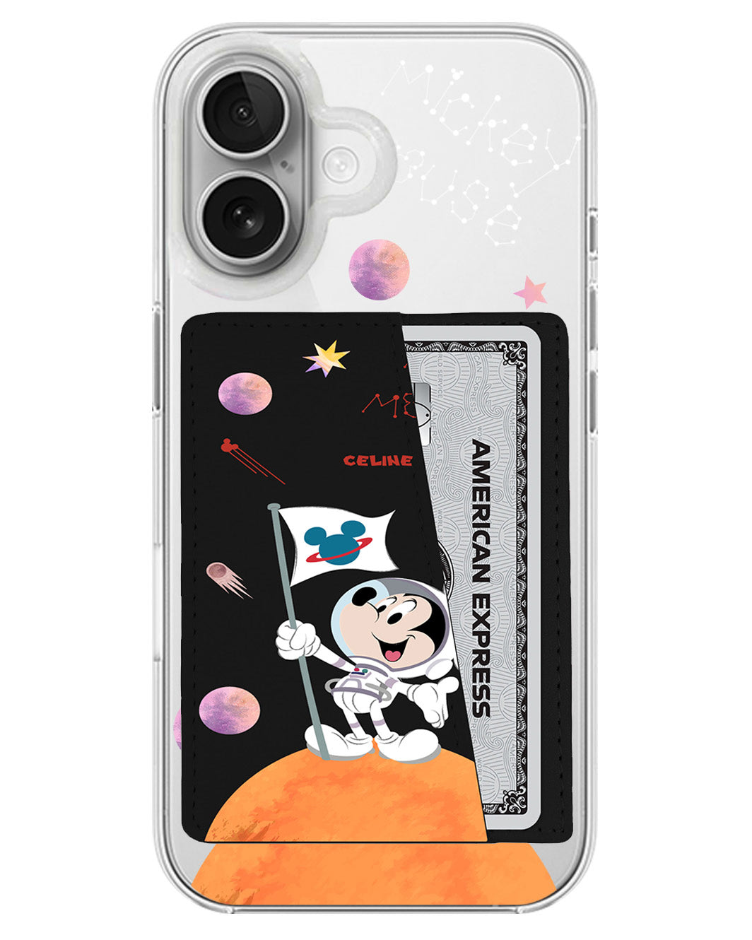 iPhone Leather Wallet Case - Mickey Space