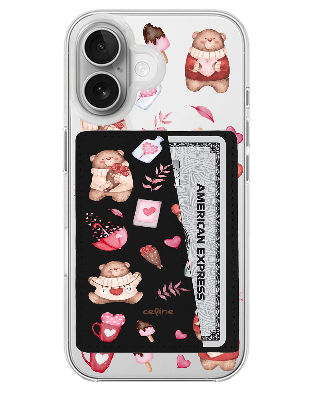 iPhone Leather Wallet Case - Valentine With My Bear