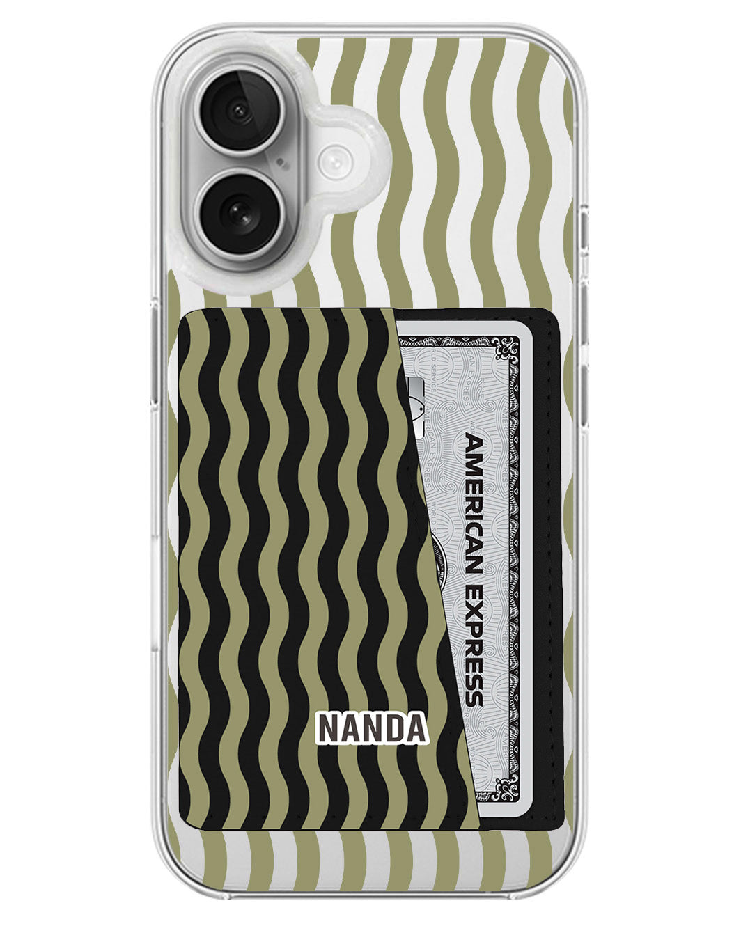 iPhone Leather Wallet Case - Green Ripple