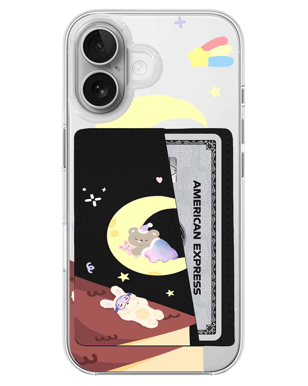 iPhone Leather Wallet Case - Moon Teddy